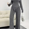 Women Autumn and Winter Casual Off Shoulder Top and wide-leg trousers two-piece set