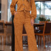 Women Autumn/Winter Long-Sleeved Top and Lace-Up Wide-Leg Trousers Two-Piece Set