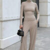 Women Fall/Winter Casual Turtleneck Long-Sleeved Top and Pants Two-Piece Set