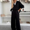 Women Fall/Winter Top and Wide-Leg Pants Two-Piece Set