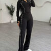 Women Long-Sleeve Top and Bell Bottom Wide-Leg Pants Yoga Two-Piece Set