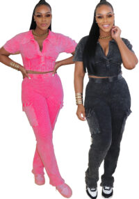 Women Sport Short-Sleeved Top and Pant Two-Piece Set