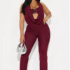 Women Summer Sexy Metal Strapless Halter Neck Top and Pants Two-Piece Set