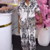 Women's African Trendy Turndown Collar Print Shirt Wide Leg Pants Set