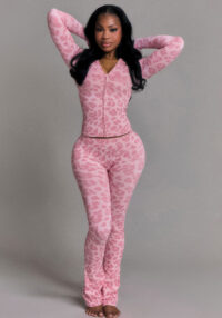 Women's Autumn Fashion Hooded Camouflage Print Long Sleeve Sports Slim Fit Casual Pants Set