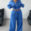 Women's Autumn Winter Casual Zipper Pullover Top Pants Set
