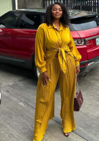 Women's Casual Long Sleeve African Plus Size Trendy Pants Set