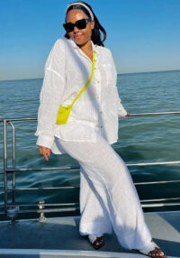 Women's Plus Size Casual Solid Color Long Sleeve African Trendy Pants Set