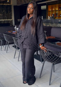 Women's Plus Size Turndown Collar Solid Color African Pants Set