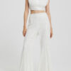 Women's Sequin Sleeveless Crop Top and High-Waist Bell Bottom Pants Set
