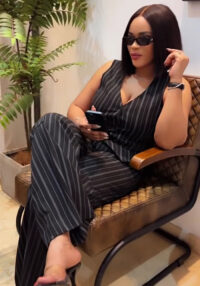 Women's V-Neck Fashion Striped Button Vest Pants African Two Piece Set