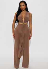 Women Autumn Tie-Waist Halter Neck Sleeveless Top and Pants Two-Piece Set