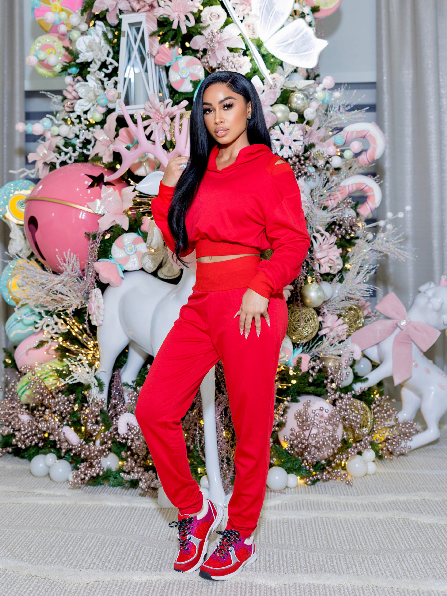 Women Autumn/Winter Ribbed Hooded Top and Pant Casual Two-Piece Set