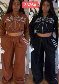 Women Casual Fleece-Lined Top and Pants Two-Piece Set