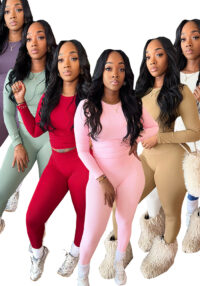 Women Solid Top and Pant Two-Piece Set