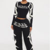 Women's Autumn/Winter Casual Sporty Print Color-Block Fashion Two-Piece Pants Set