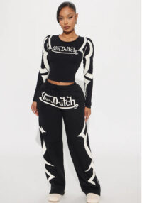 Women's Autumn/Winter Casual Sporty Print Color-Block Fashion Two-Piece Pants Set