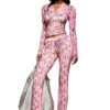 Women's Fashion Printed Casual Leopard Print Zipper Jacket and Pants Set